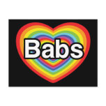 I love Babs, rainbow heart Post Cards