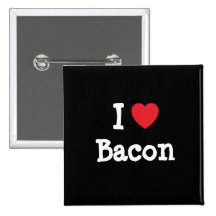 I love Bacon heart T-Shirt Buttons
