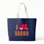 I Love Bacon I Heart Bacon Fun Bacon Design Tote Bags