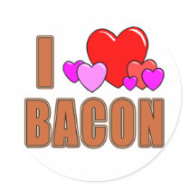 I Love Bacon I Heart Bacon Fun Bacon Design stickers by greenbaby I Love Bacon I Heart Bacon Fun Bacon Design stickers