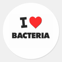 I Love Bacteria Round Stickers