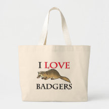 I Love Badgers Tote Bags