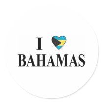 I Love Bahamas Round Stickers