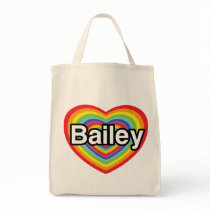I love Bailey, rainbow heart Tote Bag