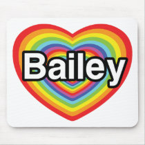 I love Bailey, rainbow heart Mousepads