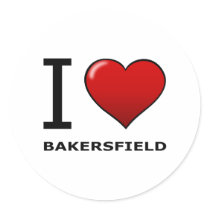 I LOVE BAKERSFIELD,CA - CALIFORNIA ROUND STICKER
