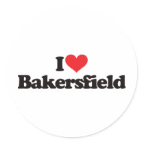 I Love Bakersfield Round Stickers