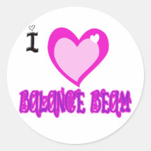 I LOVE Balance Beam Round Stickers