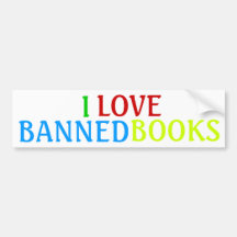 I, LOVE, BANNED, BOOKS BUMPER STICKER