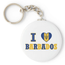 I Love Barbados Heart Flag Design Key Chain
