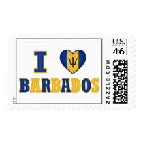 I Love Barbados Heart Flag Design Stamps