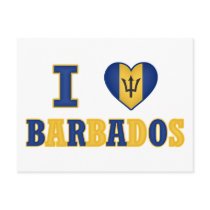 I Love Barbados Heart Flag Design Post Card
