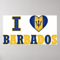 I Love Barbados Heart Flag Design Poster
