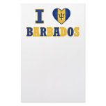 I Love Barbados Heart Flag Design Stationery Paper