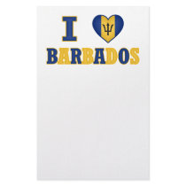 I Love Barbados Heart Flag Design Stationery Paper
