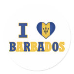 I Love Barbados Heart Flag Design Stickers
