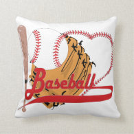 I Love Baseball - Ball, Bat, Baseball Glove Pillow