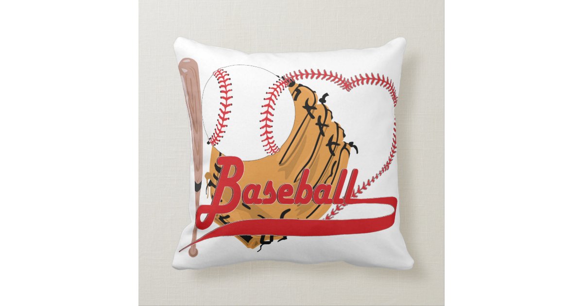 I Love Baseball Ball, Bat, Baseball Glove Throw Pillow Zazzle