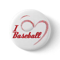 I Love Baseball Button