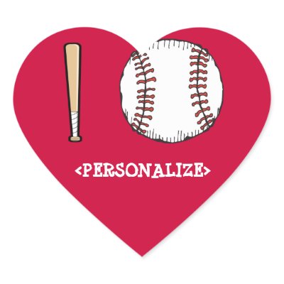 I Love (Baseball), <PERSONALIZE> Heart Stickers Zazzle_sticker I Love (Baseball), <PERSONALIZE> Heart Stickers Zazzle_sticker