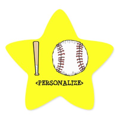 I Love (Baseball), <PERSONALIZE> Star Stickers Zazzle_sticker I Love (Baseball), <PERSONALIZE> Star Stickers Zazzle_sticker
