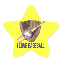 I Love Baseball Star Sticker