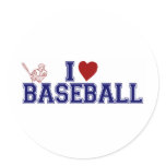 I Love Baseball Round Stickers