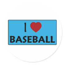 I Love Baseball Round Sticker