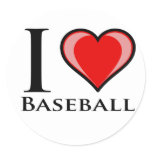 I Love Baseball Round Stickers