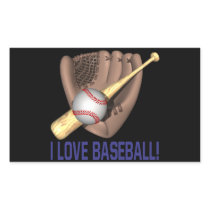 I Love Baseball Rectangular Stickers