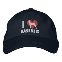 I Love Basenjis Embroidered Hat (Dark)