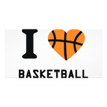 I love basketball symbol custom photo card