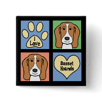 I Love Basset Hounds Button