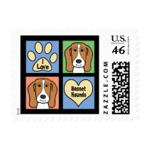 I Love Basset Hounds Postage Stamps