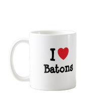I love Batons heart custom personalized Coffee Mugs
