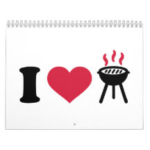 I love BBQ barbecue Wall Calendar