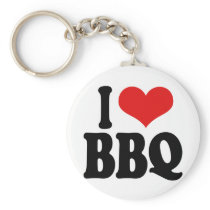 I Love BBQ Keychain