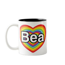 I love Bea, rainbow heart Coffee Mugs
