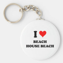I Love Beach House Beach Keychain