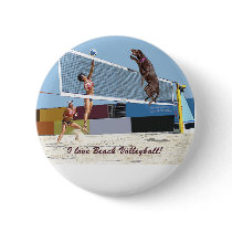 I love beach volleyball pinback button