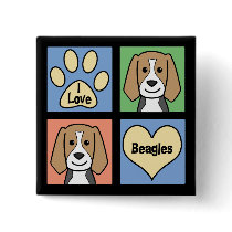 I Love Beagles Buttons