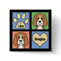 I Love Beagles Pinback Buttons