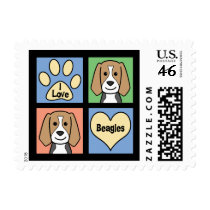 I Love Beagles Postage Stamps