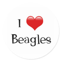 I Love Beagles Round Sticker