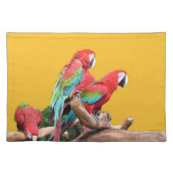 I love beautiful birds! red and blue parrots. place mats