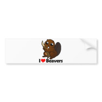 I Love Beavers Bumper Sticker