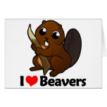 I Love Beavers Cards