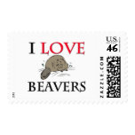 I Love Beavers Postage Stamps