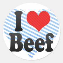 I Love Beef Round Sticker