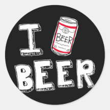 i (love) beer beer round sticker